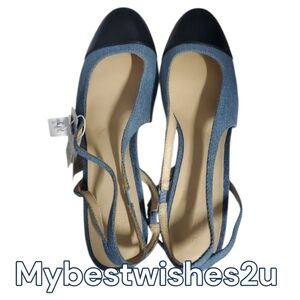 Gap Shoes Womens Size 10 Blue Denim Slingback Heels Heel Height 2.5"